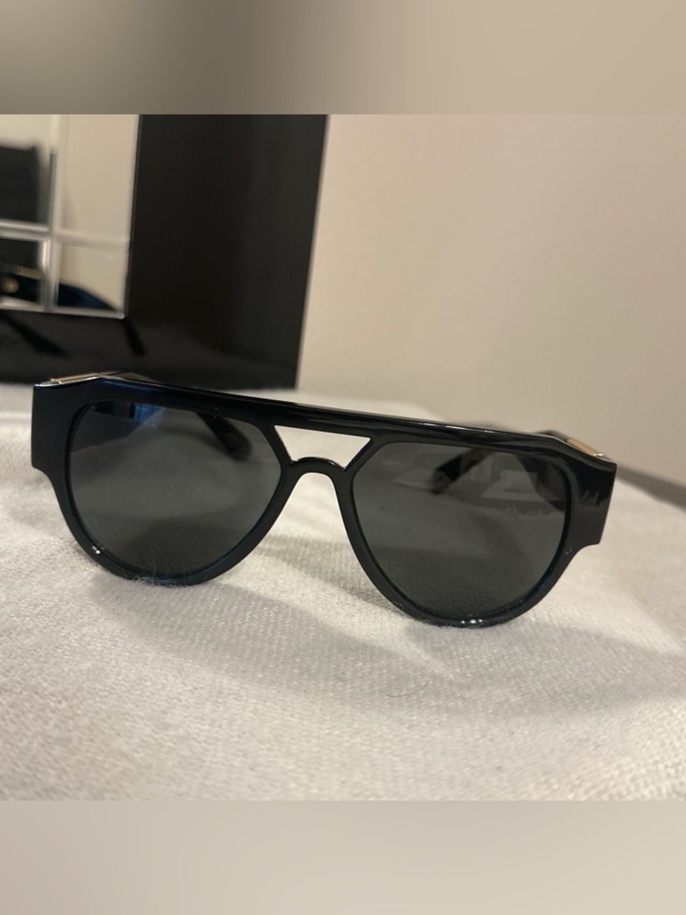 Versace Men's Black Sunglasses with Dark Lenses